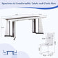 Dining Table Set For Six Seventy One Inch White Marble Top Leather Chairs