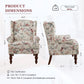 Red Floral Wingback Accent Chair Linen Upholstered
