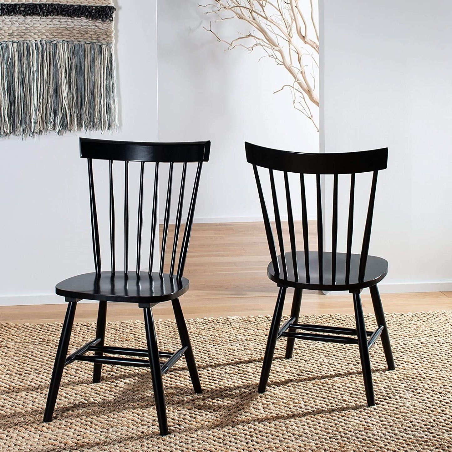 Parker Spindle Windsor Dining Chair Set Of 2 Black 17 Inch