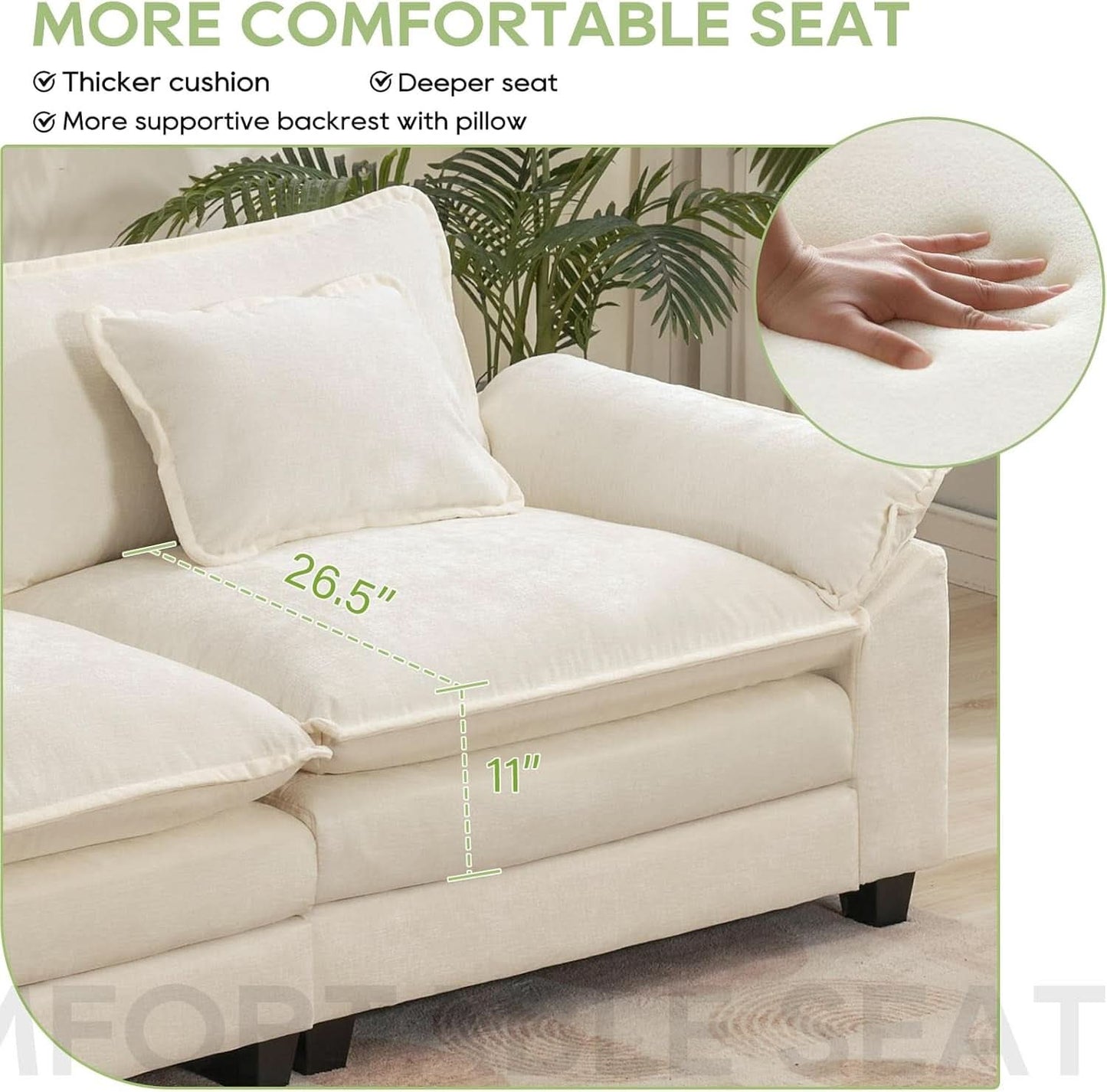 Comfy Cloud Couch Modular Sofa with Ottoman and Pillows-3