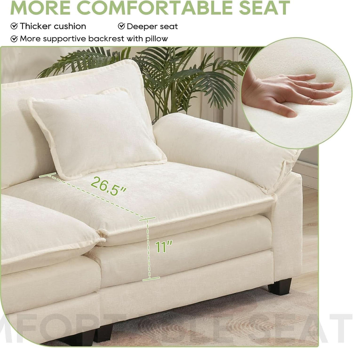 Comfy Cloud Couch Modular Sofa with Ottoman and Pillows-3