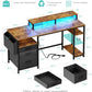 55 Inch Computer Desk With Power Outlets For Home Office