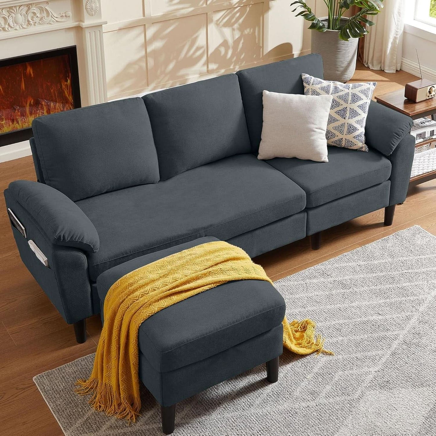 Convertible L Shaped Sectional Sofa with Storage Chaise-3