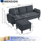 Convertible L Shaped Sectional Sofa with Storage Chaise-1