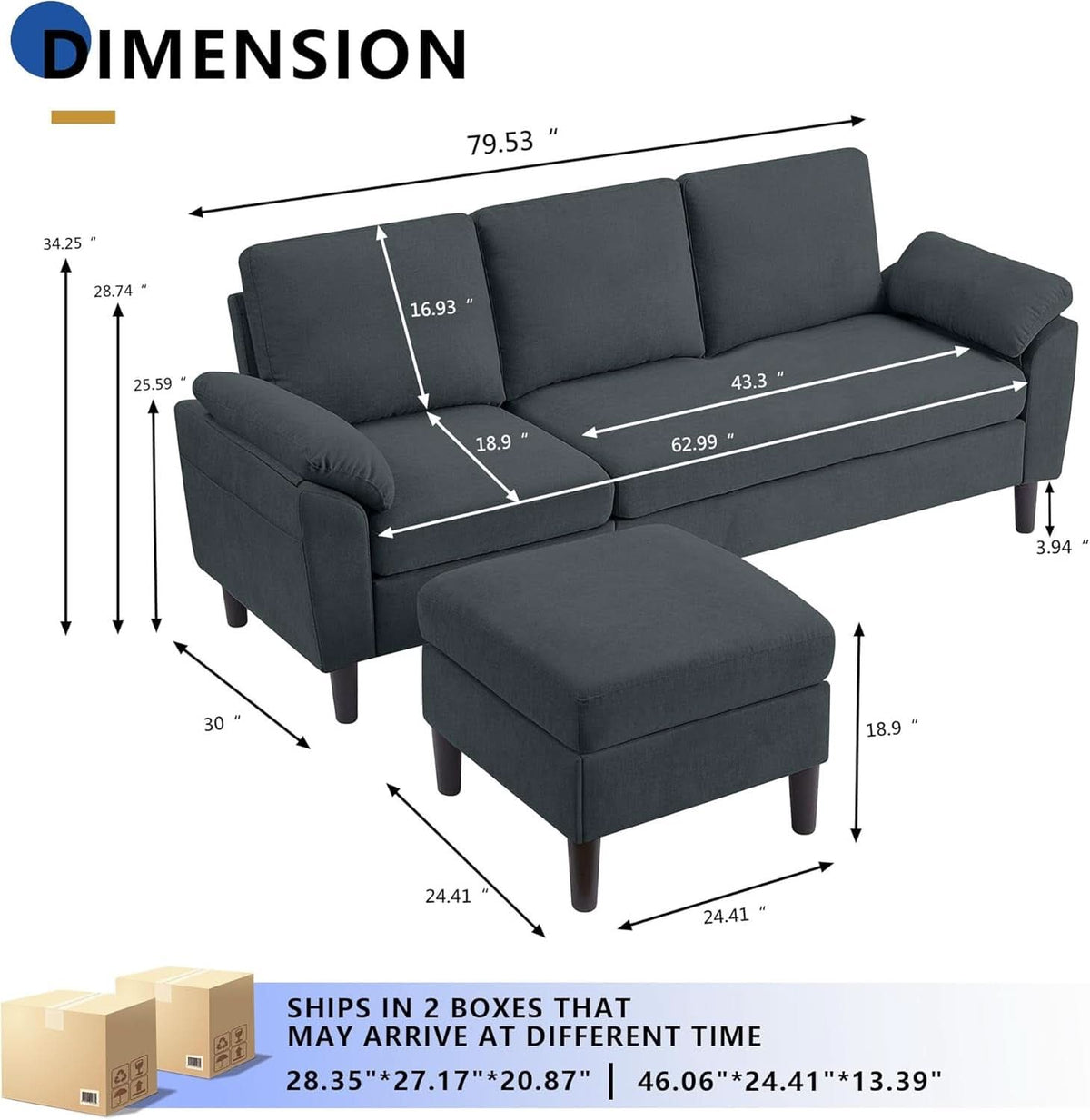 Convertible L Shaped Sectional Sofa with Storage Chaise-1