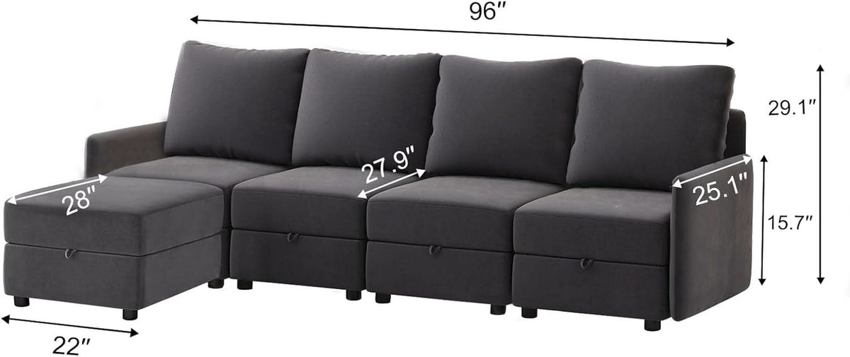 Convertible Modular Sectional Sofa with Memory Foam Comfort