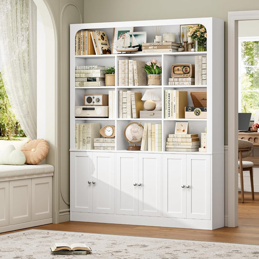 White Six Tier Freestanding Contemporary Storage Bookcase