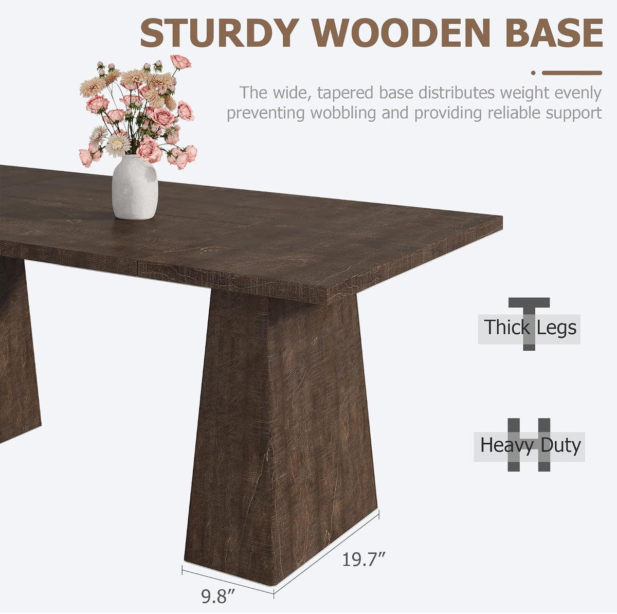 Garvee 71 Rectangular Wooden Dining Table Farmhouse