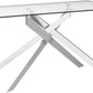 58.5 Inch Rectangular Glass Dining Table With Silver Finish