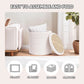 Round Storage Ottoman With Tray White VelvetFabric