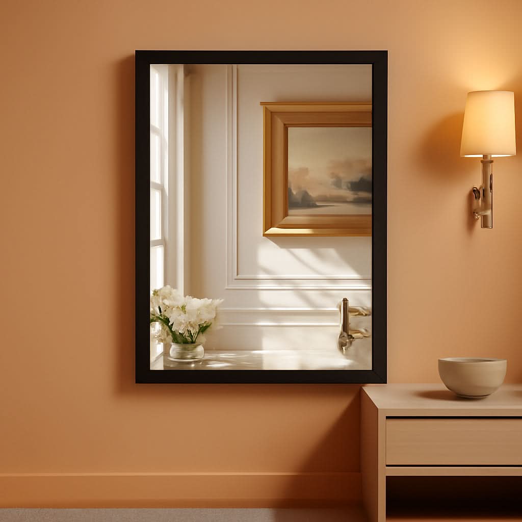 24X32Inch Beveled Aluminum Framed Mirror Brushed Black