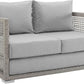 Modern Gray Wicker Rattan Loveseat for Outdoor Spaces