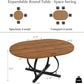 Extendable Round Dining Table Walnut Finish Modern