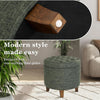 Green Clover Upholstered Round Tufted Ottoman Storage