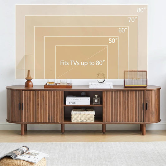 Walnut Tambour TV Stand 70.87 Inch Entertainment center