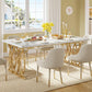 63 Inch Dining Table With Faux Marble Top For Kitchen And Dining Room-2