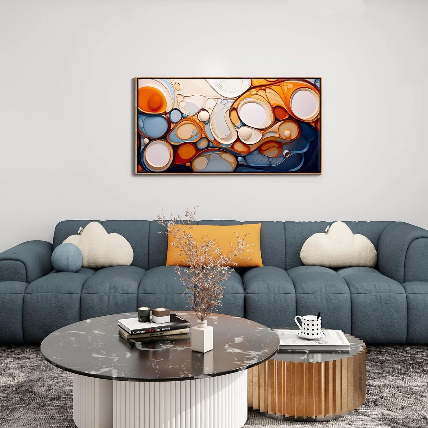 Abstract Canvas Modern Framed Wall Art 20X40 Inches-3