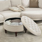 Large 31.5 Inches Round Storage Ottoman LinenBeige