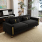 86-Inch Black Velvet Loveseat With Gold Metal Legs For Living Room-3