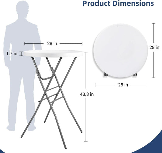 White 28 Inches Folding Cocktail Table Removable Legs