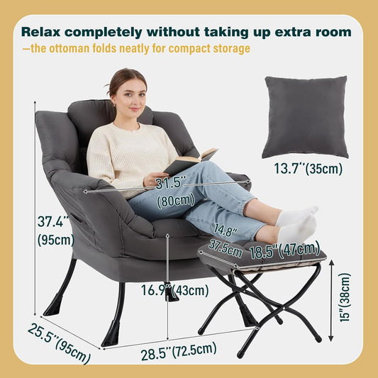Dark Grey ExtraLarge Oversized Ottoman Reclining Chair