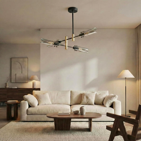 Black Gold Four Light Sputnik Ceiling Chandelier Modern