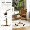 Adjustable Faux Leather Desk Chair With Golden Legs Camel