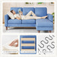 Blue Upholstered L Shaped Movable Sectional Couch Ottoman