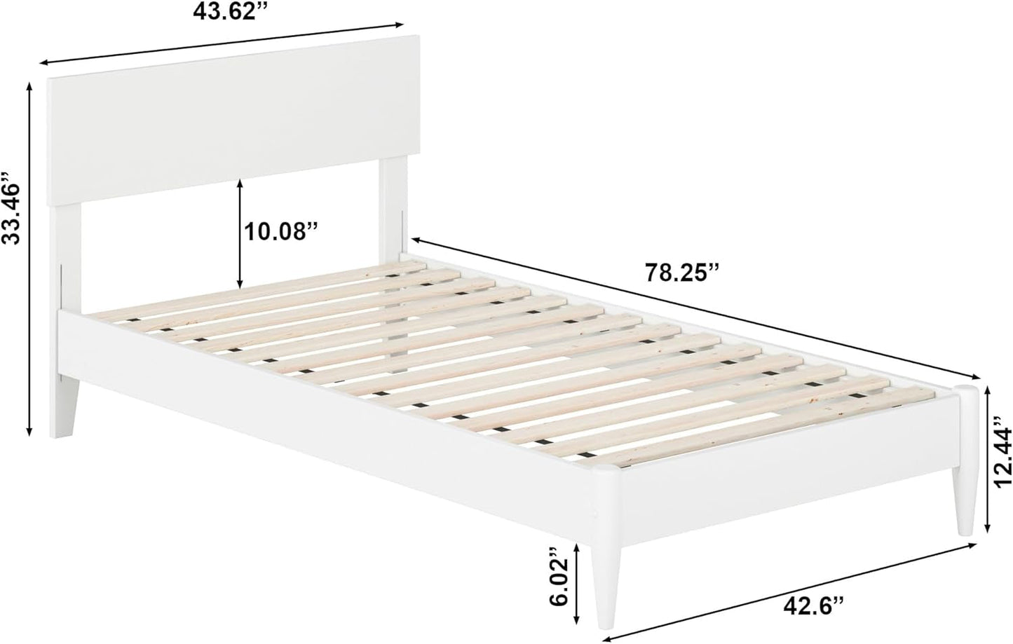Twin Solid Wood Platform Bed White Sleek Contemporary