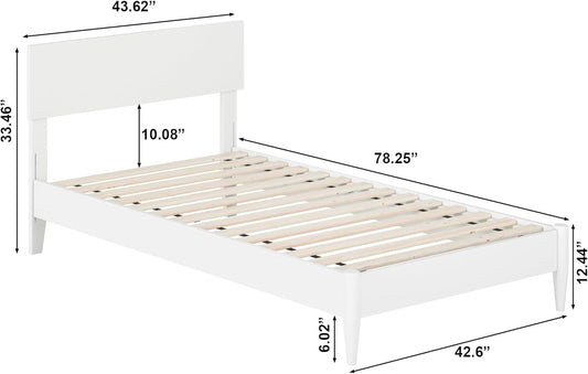 Twin Solid Wood Platform Bed White Sleek Contemporary