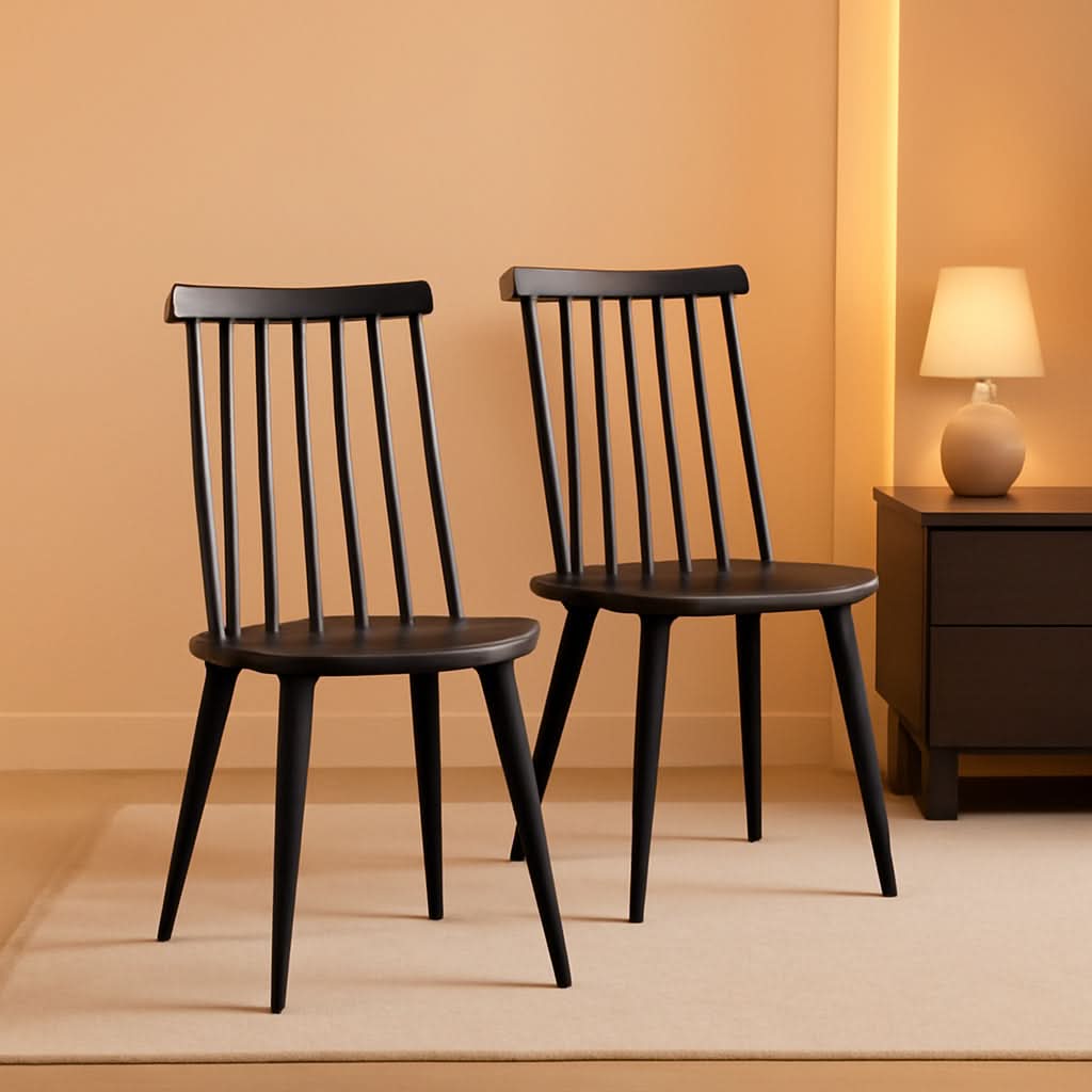 Antique Walnut Hardwood Spindle Back Dining Chairs
