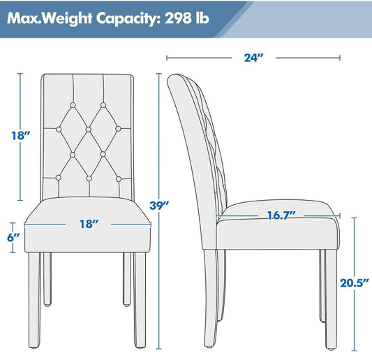 Gray Faux Leather Parsons Dining Chairs Set Of 2 High Back