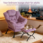 Luxurious Purple Plush Chair With Ottoman Oversized