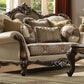 4 Piece Living Room Set Tan And Antique Oak Traditional