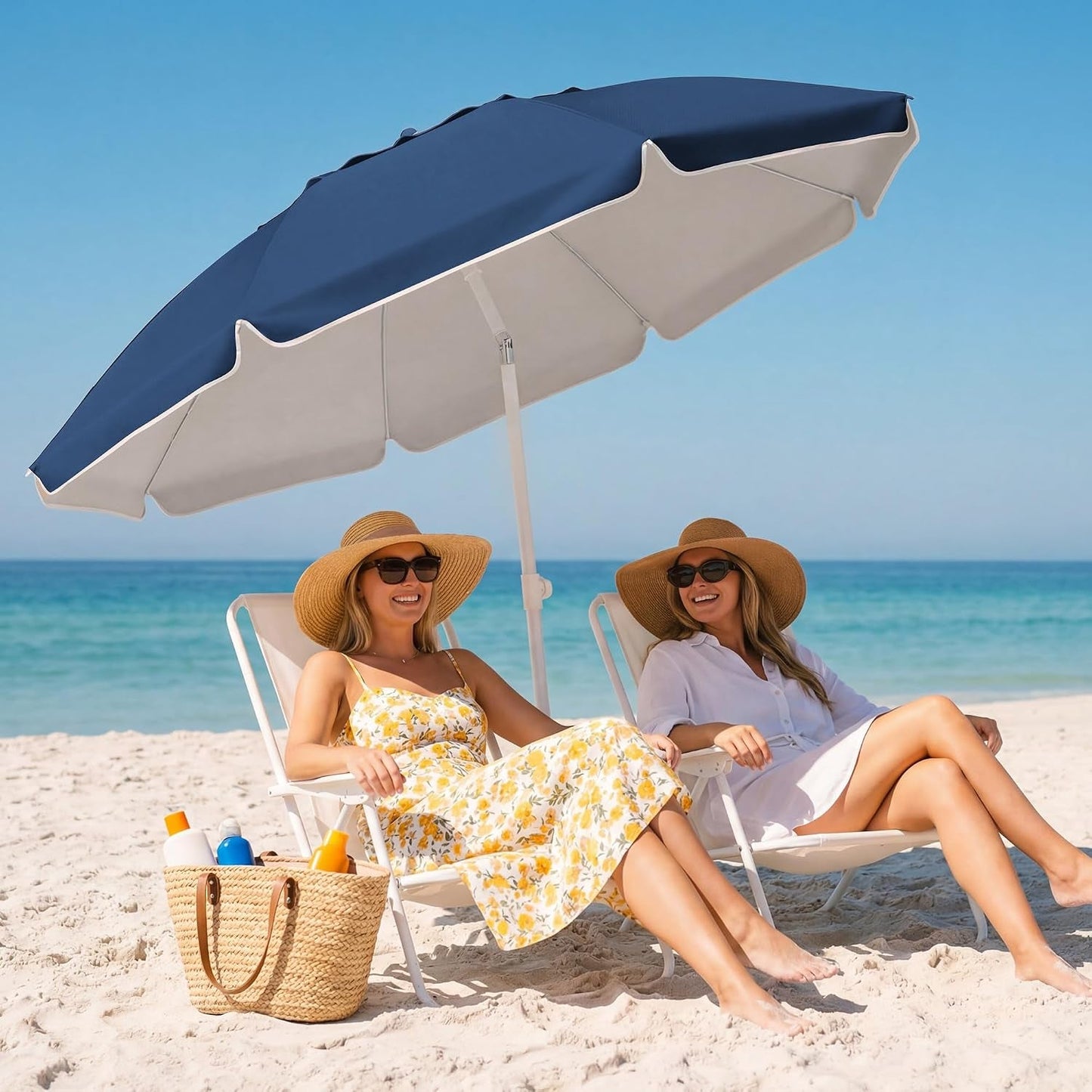6.5ft Navy Sun Shade Umbrella Outdoor Portable Stand