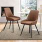 Two Brown Faux Leather Mid Century Modern Dining Chairs