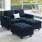 Velvet Modular Sectional Sofa With Storage Sleeper Blue