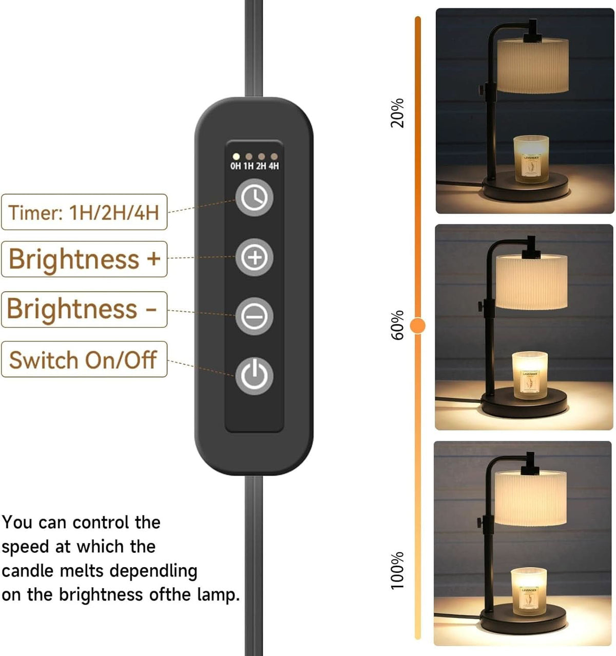 Charcoal Illuminated Candle Warmer Lamp Digital Timer-2
