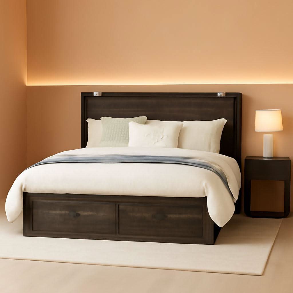 Queen Murphy Bed With Black Oak Finish And Storage-0