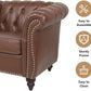 3 Piece Living Room Set With Sectional Chesterfield Sofa Chair And Leather Upholstered Loveseat