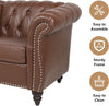 3 Piece Living Room Set With Sectional Chesterfield Sofa Chair And Leather Upholstered Loveseat