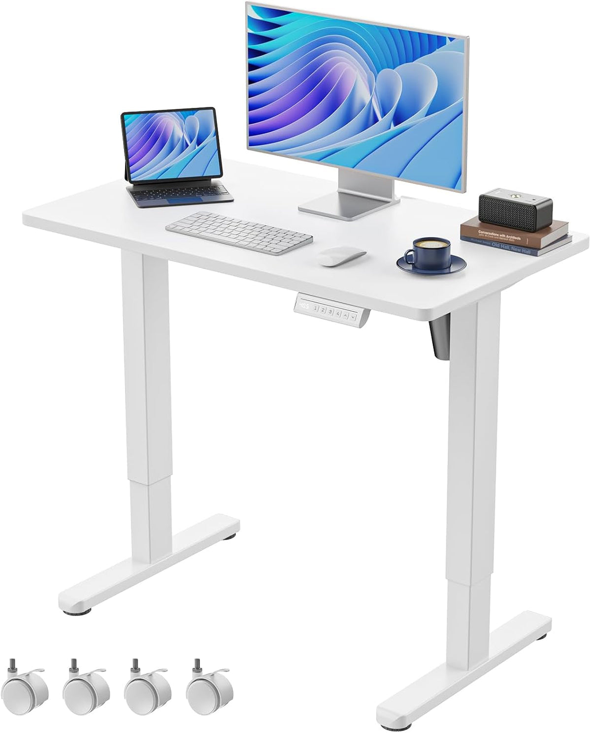 Electric Standing Desk 35x20 White Height Adjustable