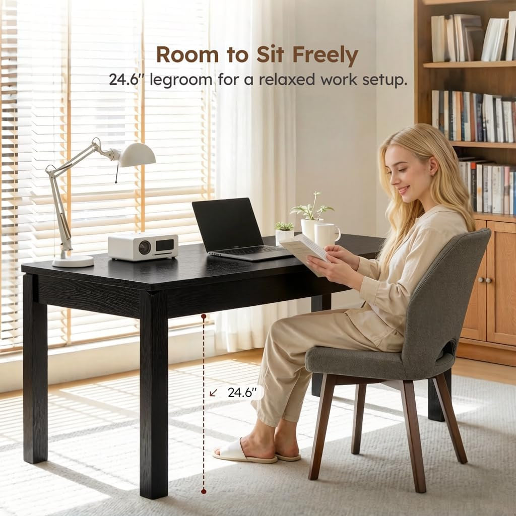 Black Farmhouse Rectangular Dining Table Seating Six-3