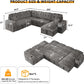 Modular Sleeper Sofa 108Inch Grey Chenille Upholstered