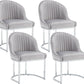 Grey Velvet Upholstered Dining Chairs Collection Set
