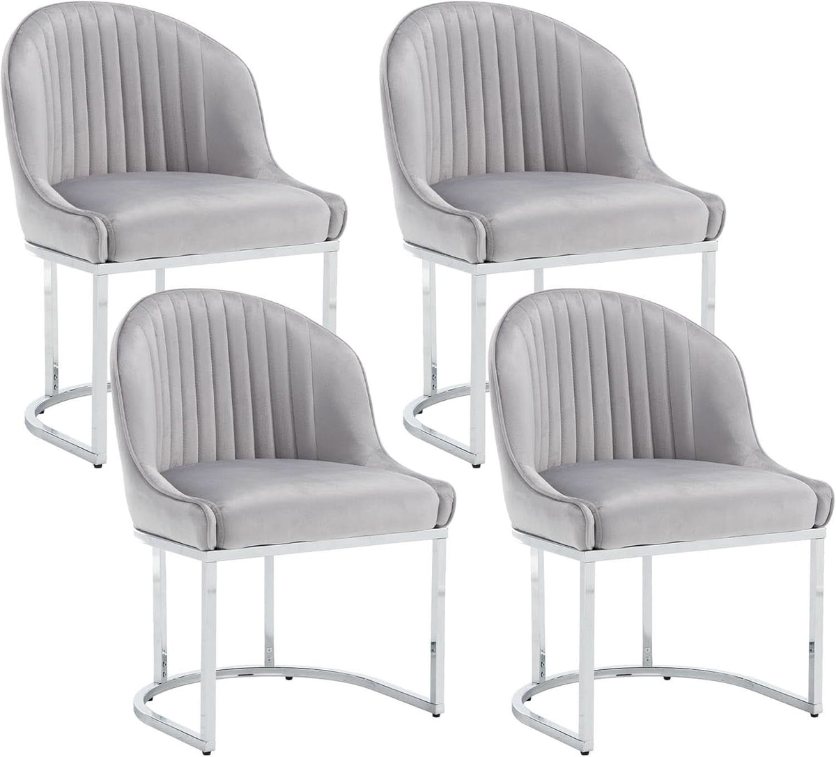 Grey Velvet Upholstered Dining Chairs Collection Set
