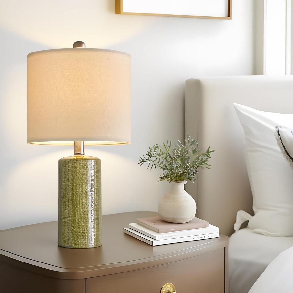 Industrial Green Ceramic Nightstand Table Lamp Modern-3