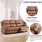Brown Faux Leather Manual Reclining Overstuffed Sofa
