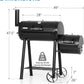 Offset Barrel Smoker Charcoal Grill 28Inch Outdoor