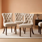 Beige Velvet Tufted Dining Chairs 4 Pack With Nailhead Trim